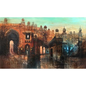 A. Q. Arif, 24 x 42 Inch, Oil on Canvas, Citysscape Painting, AC-AQ-349